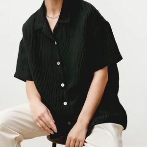 PRIORY Edition Shirt in Silk Linen Black Size M/L